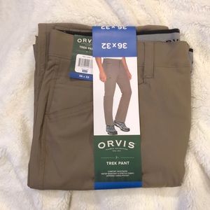 Men’s Trek Pant by Orvis. Dark beige. Size 36x32.